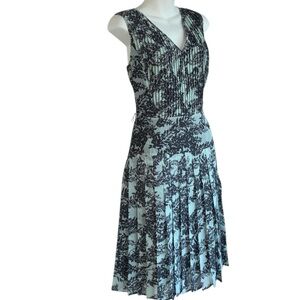 HALOGEN Pleated Floral Dress, Sleeveless, Side Zip. 8